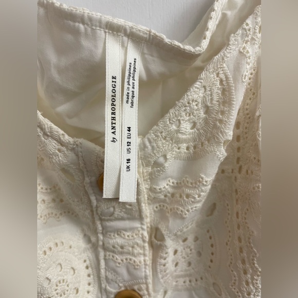 Nwot Anthropologie cream colored eyelet dress. Size 12 - Picture 3 of 8